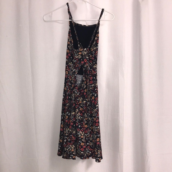 Floral/Navy Blue skater dress.Cross accent on back - Picture 2 of 3